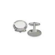 Men's Stainless Steel Polished Step Edge Cuff Links, 15 x 21mm