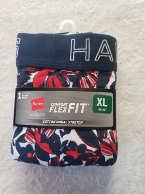 Hanes Men's Xl Boxer Brief Ultimate Cotton Modal Stretch Floral New