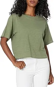 [The Drop] Women's Sydney Short-Sleeve Cropped Crewneck T-Shirt, Olive, 3X, Plus Size