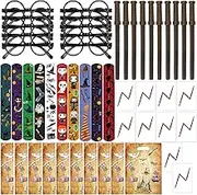 Magic Wizard Party Favors Supplies with Magic Wand Pens, Glasses, Lightning Bolt Scar Temporary Tattoos, Bags, Slap Bracelets for Birthday, Halloween, Party, Exchange, Gifts, School Prizes