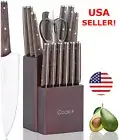 15 Piece Knife Sets with Block for Kitchen Chef Knife Stainless Steel Knives Set