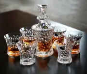 7 Piece Modern Style Glass Mini Bar Whisky Set 1 Whisky Decanter + 6 Whisky Cups