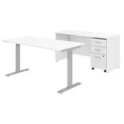 Studio C 60W Height Adjustable Standing Desk Set in White - Engineered Wood