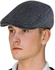 [CZCMYAU] Mens Fashion Newsboy Cap Golf Classic Adjustable Stylish Hat for Driving Vintage Tweed Flat Caps for Spring Autumn and Winter Grey