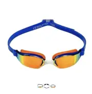 MP Michael Phelps XCEED Swimming Goggles Titanium Mirror Lens-Made in Italy blue