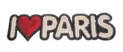 I LOVE PARIS Craft Sequin Embroidered Patch Sew Iron-On Patch Ready Made New