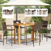 Garden Bar Set Outdoor Table and Chairs Solid Wood Acacia and Poly Rattan vidaXL