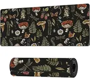 Vintage Mushroom Large Mouse Pad Extended Gaming Mouse Pad Waterproof Desk Mat with Stitched Edge,Non Slip Base Keyboard Mouse pad for Home Office 35.4" X 15.7"