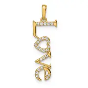 14K Yellow Gold Polished LOVE Real Diamond Pendant
