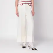 [Valentino] Ivory trousers with Gold V 40 IT Print