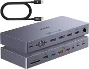 Laptop Docking Station Dual 4K Monitors 2 DP HDMI 100W PD Ethernet 10G USB-C SD