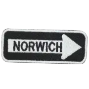 Norwich Road Sign Patch Embroidered Iron on Sew on Patch For Clothes 7.5x3cm