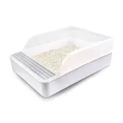 Open Cat Litter Tray Box Kitty Toilet With Extra Large Entry And Splash Guard