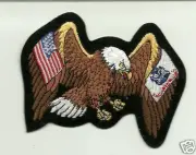 Eagle Holding Army Flag And United States Flag IRON ON PATCH