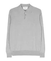 mélange-effect knitted polo shirt 56 GREY