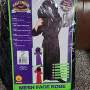 Mesh Face Robe Child Large Age 8-10 Costume Halloween Dress-up
