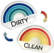 Rainbow Retro Clean Dirty Premium Dishwasher Magnet Sign, Silicone Double Sided Flip Indicator, Strong Non Surface Scratch Magnet - Kitchen Safe, Waterproof, and Decorative Design