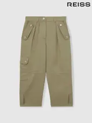 Reiss Khaki Cleaton 13-14 yrs Lyocell-Linen Cargo Trousers (AR3869) | $115