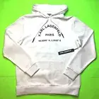 KARL LAGERFELD Men’s Long Sleeve Pullover Hoodie Paris X-LARGE White w/Black