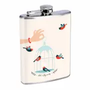 Bird Cage Fly Away Em1 Flask 8oz Stainless Steel Hip Drinking Whiskey