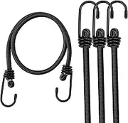WORKPRO 24 Inch Bungee Cord with Hooks, 4 Pack Superior Rubber Heavy Duty Straps Strong Elastic Rope for Outdoor Tent, Luggage Rack, Camping, Cargo, RV, Bike, Transporting, Storage, Black