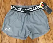 New Under Armour Gray Play Up Running Work Out Shorts Loose Fit Sz Girls XS (U24