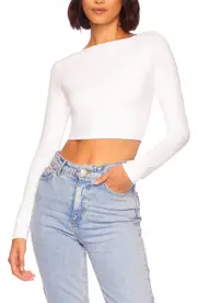 Susana Monaco Scoop Back Crop Top in Sugar at Nordstrom, Size X-Large