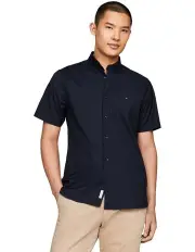 [Tommy Hilfiger] Flex Short Sleeve Poplin Shirt in Navy