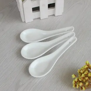 純白陶瓷小勺子 酒店餐廳湯勺 家用湯匙 鎂質瓷湯匙