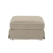 [Florabelle Living] Slip Cover Only - Noosa Hamptons Ottoman Natural W/White Piping