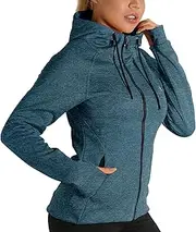 [icyzone] Workout Jackets for Women - Athletic Exercise Running Jacket Zip-Up Hoodie with Thumb Holes