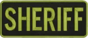 "Sheriff" embroidery patch 4x10 inches hook Od green thread