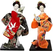 12" Kimono Geisha Doll, Japanese Kimono Doll Geisha Figurine Ornaments Gift Art Craft Collection/Gift,#04,2pcs/4202 (Color : #012, Size : 2pcs)