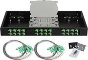 FYBOPTWU- 24 Singlemode 24 Port SC Angled Physical Contact Rack Mount Enclosure Box with Pigtails & Couplers, 24 Core LGX Loaded Patch Panel Box fits for 19" Racks Cabinet