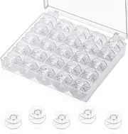 25 PCS Sewing Machine Bobbins with Bobbin Case, Plastic Universal Clear Sewing Machine Accessories, for Multiple Sewing Machine for Brother/Singer/Babylock/Janome/Elna Embroidery Machine