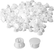 100 Pcs Plastic Plugs, 6mm White Plastic Hole Plugs, Locking Insert End Cap, Hole Covers for Screw Holes Furniture Machines Cabinets