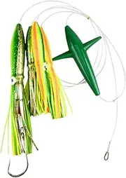 Squid Trolling Lures Kit – Soft Skirted Saltwater Lure Set with Propeller Hooks for Tuna, Mahi, Marlin | Realistic Squid Shape Fishing Lures for Sea Boat Trolling | Fishing Gear for Cat