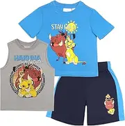 [Disney] Lion King Boys 3 Piece Short Set Kids Clothes Lion King Kid Tank Shirt Shorts Lion King Outfit Toddler Shorts Set