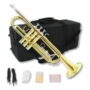 Musical Bb Standard Gold Trumpet Kit Ideal for Beginners & Intermediate Players