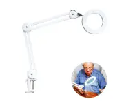 Led Magnifying Lamp, Workplace Lamp, Cosmetic Lamp, 5X Magnification High Power Work Lamp With Lens 1100 Lumens, Dimmable, Bright, With Clamp, Sw