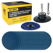 Dura-Gold 3" 60 Grit Quick Change Surface Prep Grinding Disc Set, 25 Discs, Pad