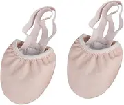 [Healeved] 1 Pair Dancing Shoes Ballerina Dance Adult Ladies Suede Half Closed Toe Training Ballet Flat Women Beige