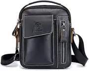 [Generic] Genuine Leather Men's Crossbody Bag Vintage Cow Leather Man Messenger Bags Small Shoulder Bag for Male Casual Handbag Leather Shoulder Bag
