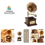 Vintage Style Wooden Record Player with Bluetooth, USB, AUX, FM Radio and Bui...