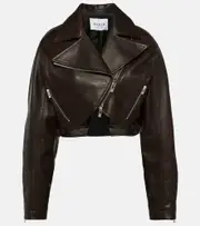 [Alaia] Alaïa Cropped leather biker jacket AU 6 brown
