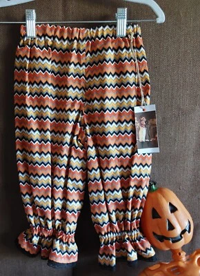 Pixie Bĺeu Vintage Halloween Kids Bloomers In 100% Cotton In An Orange Zig...