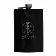 8oz BLACK Seven Deadly Sins SLOTH Flask