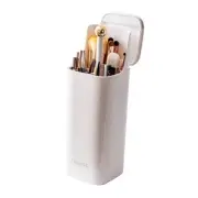 Makeup Brush Holder Organizer, One Touch for Open, Dustproof Make Up White