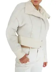 [Belle & Bloom] Mad Love Cropped Bomber Jacket in Cream