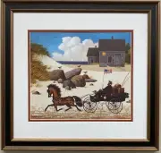 Charles Wysocki "Cape Cod Vacation" New CUSTOM FRAMED Art Americana